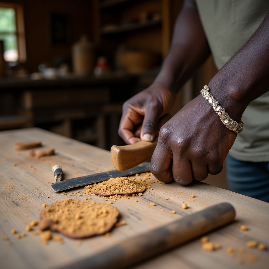 Craftsman creating custom furniture piece